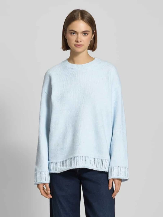 Zdjęcie produktu Sweter z dzianiny o kroju oversized z okrągłym dekoltem model ‘ORLY’ Pieces Jasnoniebieski