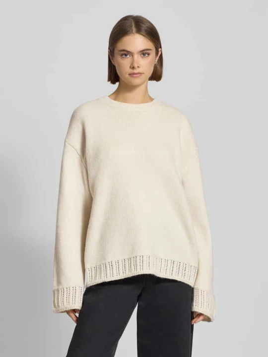 Zdjęcie produktu Sweter z dzianiny o kroju oversized z okrągłym dekoltem model ‘ORLY’ Pieces Piaskowy