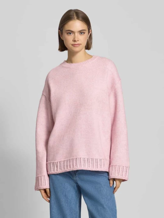 Zdjęcie produktu Sweter z dzianiny o kroju oversized z okrągłym dekoltem model ‘ORLY’ Pieces Brudnoróżowy