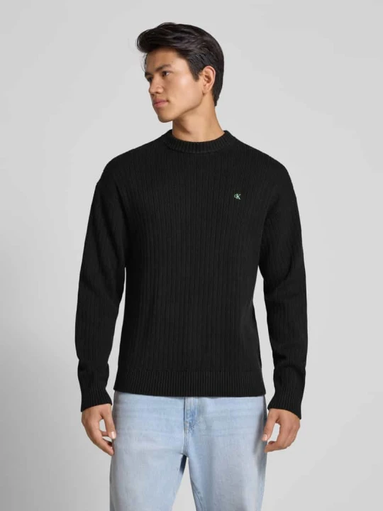 Zdjęcie produktu Sweter z dzianiny o kroju oversized z prążkowanymi wykończeniami Calvin Klein Jeans Czarny