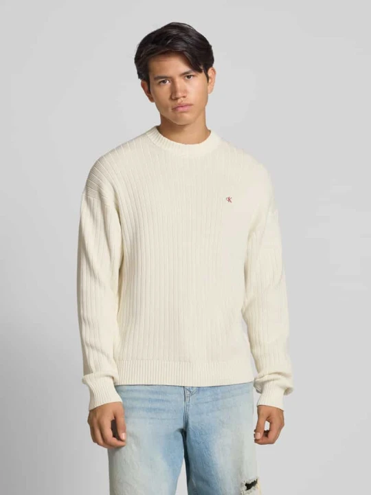 Zdjęcie produktu Sweter z dzianiny o kroju oversized z prążkowanymi wykończeniami Calvin Klein Jeans Złamany biały