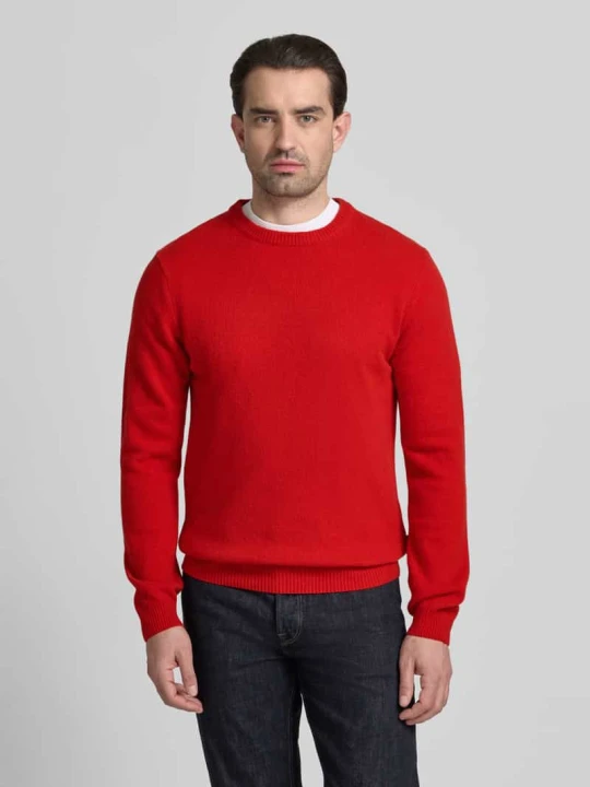 Zdjęcie produktu Sweter z dzianiny o kroju oversized z prążkowanymi wykończeniami Casual Friday Czerwony