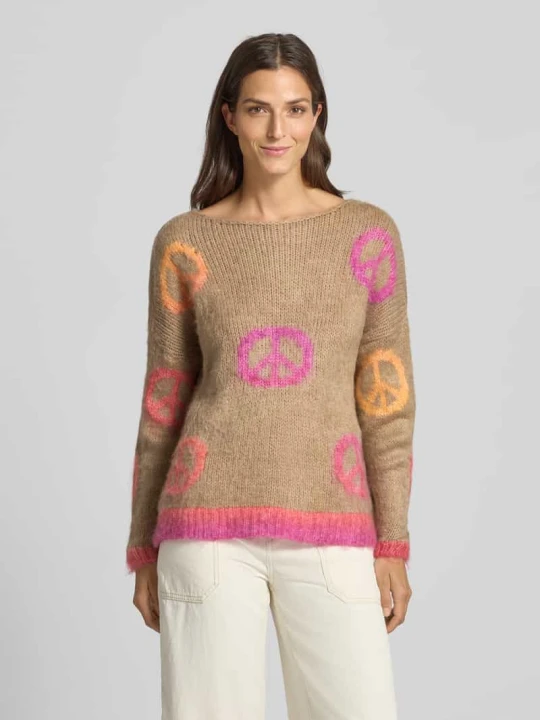 Zdjęcie produktu Sweter o kroju oversized z dzianiny z mieszanki lnu Miss Goodlife Piaskowy