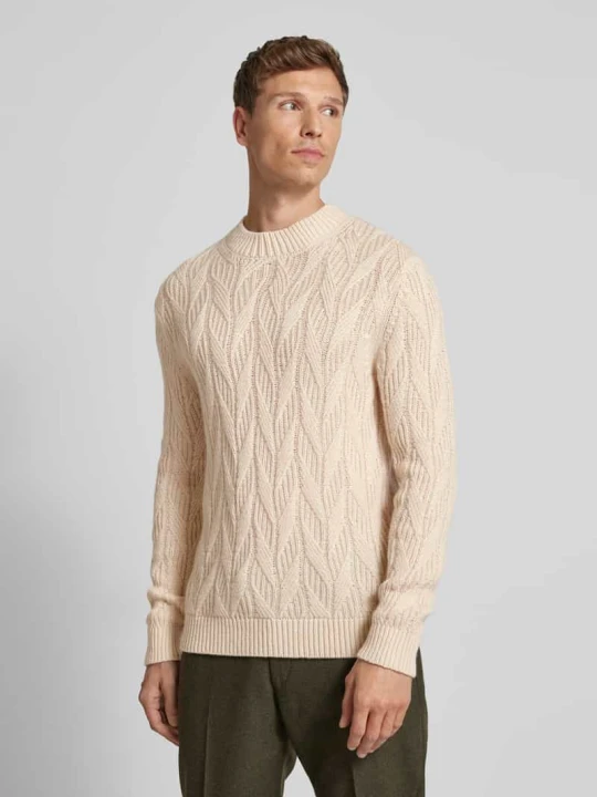 Zdjęcie produktu Oversize sweter z dzianiny, mieszanka wełny, model 'CARIS' Selected Homme Złamany biały