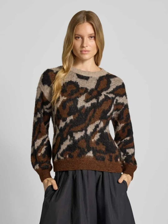 Zdjęcie produktu Oversized sweter z dzianiny z dodatkiem wełny model „LOMA” Vila Ciemnobrązowy