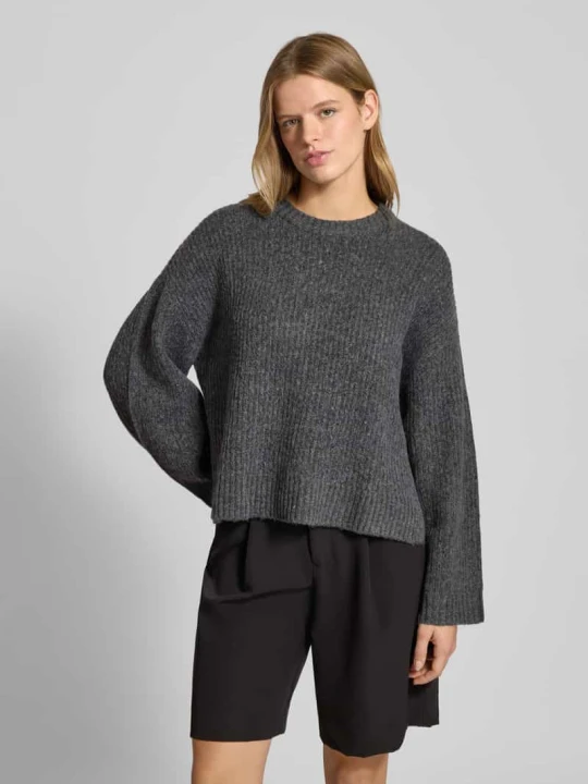 Zdjęcie produktu Sweter z dzianiny o kroju oversized z prążkowanymi wykończeniami model ‘SIGGA’ JJXX Ciemnoszary melanż