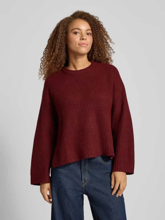 Zdjęcie produktu Sweter z dzianiny o kroju oversized z prążkowanymi wykończeniami model ‘SIGGA’ JJXX Bordowy