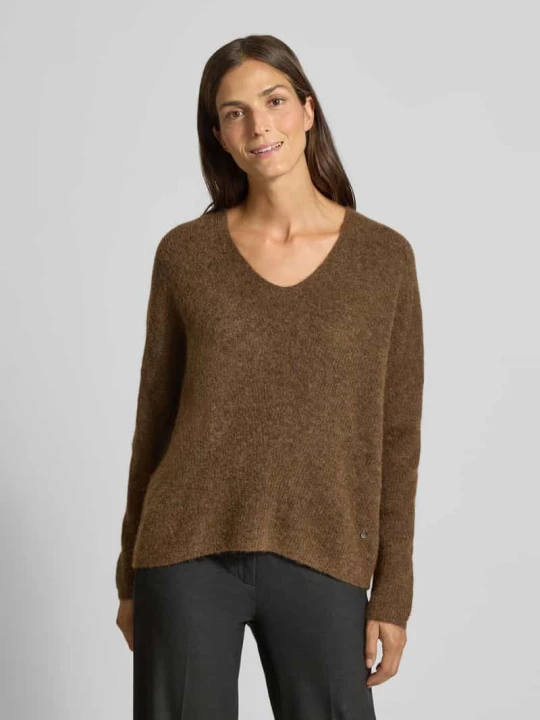 Zdjęcie produktu Oversize sweter z dzianiny z mieszanki wełny i alpaki model „THORA” MOS MOSH Średniobrązowy