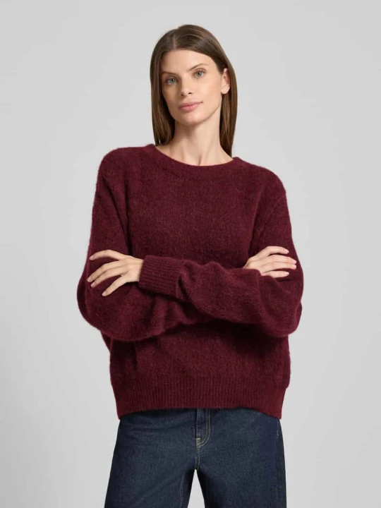 Zdjęcie produktu Sweter z dzianiny o kroju oversized z prążkowanymi wykończeniami model ‘VITOW’ American Vintage Bordowy melanż