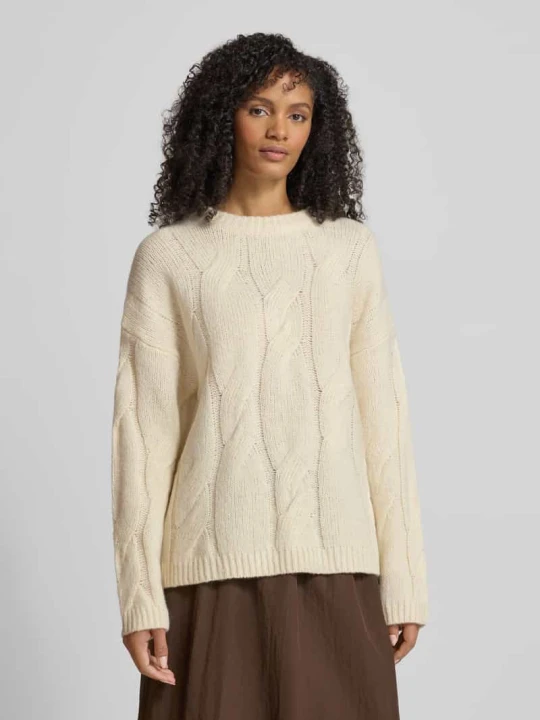 Zdjęcie produktu Sweter z dzianiny o kroju oversized z prążkowanymi wykończeniami model ‘Will’ My Essential Wardrobe Złamany biały