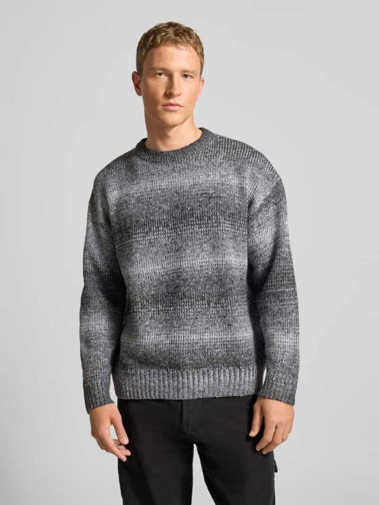 Zdjęcie produktu Sweter z dzianiny o kroju oversized z prążkowanymi wykończeniami Pegador Grafitowy