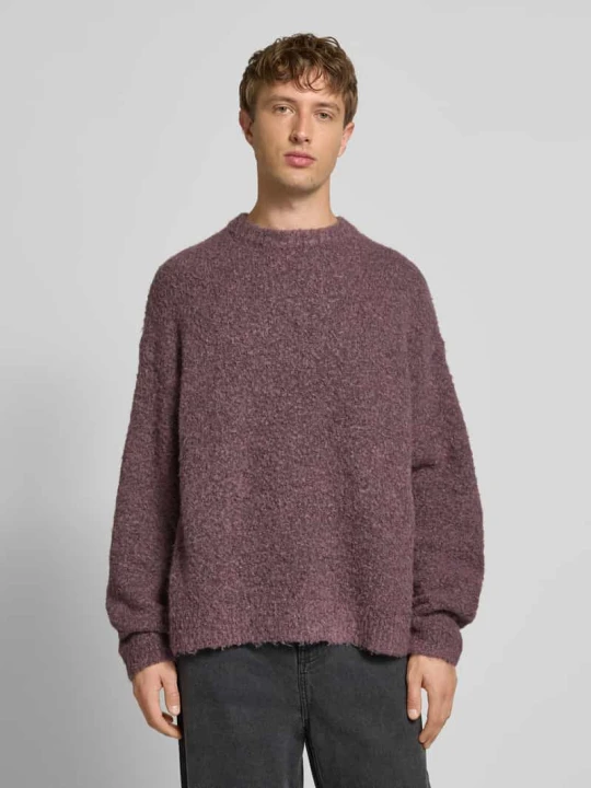 Zdjęcie produktu Sweter z dzianiny o kroju oversized z prążkowanymi wykończeniami REVIEW Fioletowy