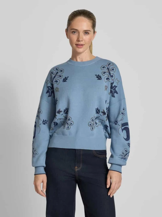 Zdjęcie produktu Sweter z dzianiny o kroju oversized z prążkowanymi wykończeniami Scotch & Soda Jeansowy niebieski