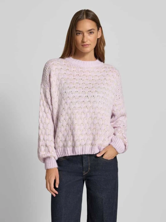 Zdjęcie produktu Sweter z dzianiny o kroju oversized z prążkowanymi wykończeniami ZABAIONE Jasnofioletowy