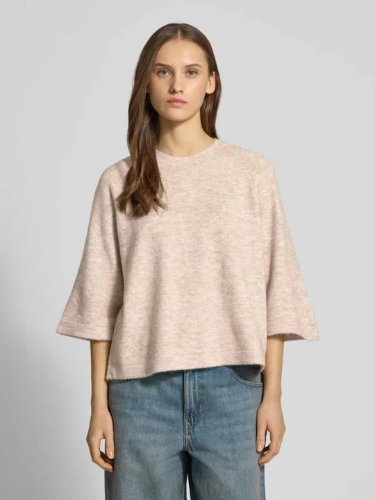Zdjęcie produktu Oversize’owy sweter dzianinowy z rękawem 3 / 4 model 'SIMONI' Only Piaskowy melanż