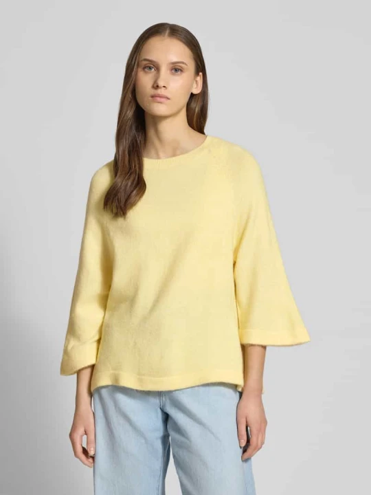 Zdjęcie produktu Oversize’owy sweter dzianinowy z rękawem 3 / 4 model 'SIMONI' Only Jasnożółty