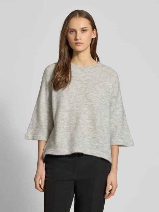 Zdjęcie produktu Oversize’owy sweter dzianinowy z rękawem 3 / 4 model 'SIMONI' Only Jasnoszary melanż