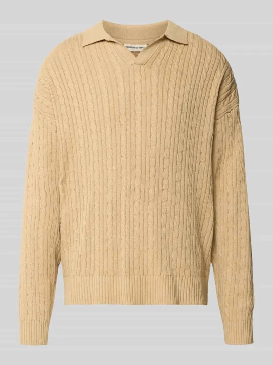 Zdjęcie produktu sweter z dzianiny o kroju oversized ze ściegiem warkoczowym model 'JARED' Redefined Rebel Beżowy