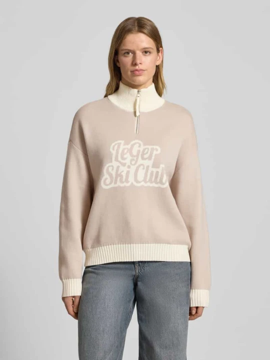 Zdjęcie produktu Oversized troyer ze stójką Model 'Charis' LeGer Beżowy