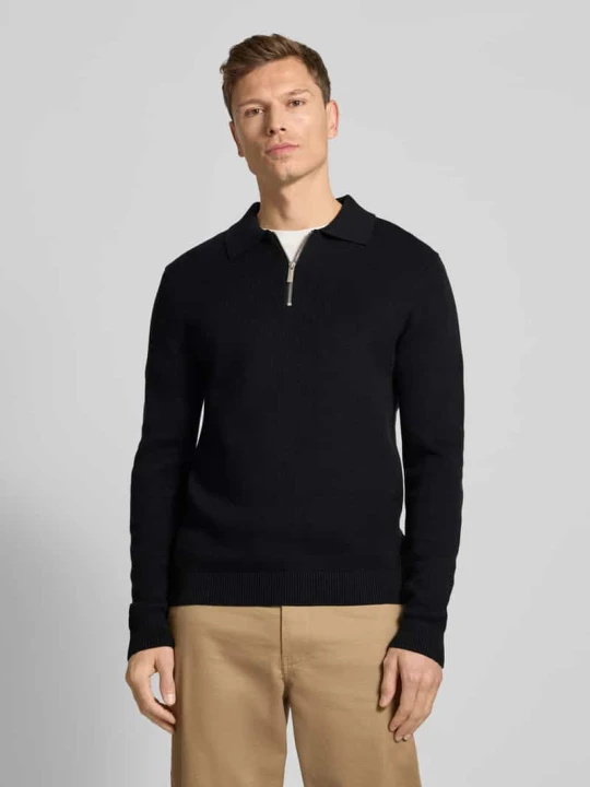 Zdjęcie produktu Sweter z dzianiny o kroju regular fit z bawełny ekologicznej model ‘DANE’ Selected Homme Czarny