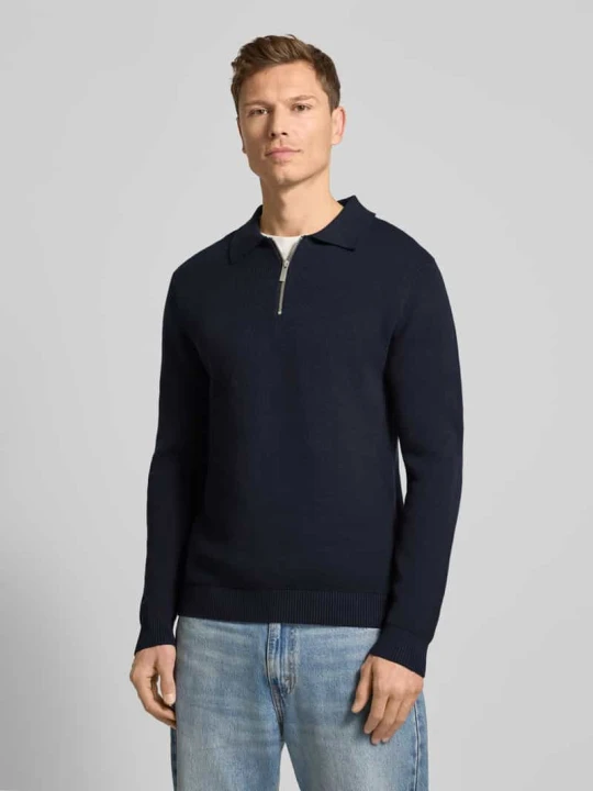 Zdjęcie produktu Sweter z dzianiny o kroju regular fit z bawełny ekologicznej model ‘DANE’ Selected Homme Granatowy