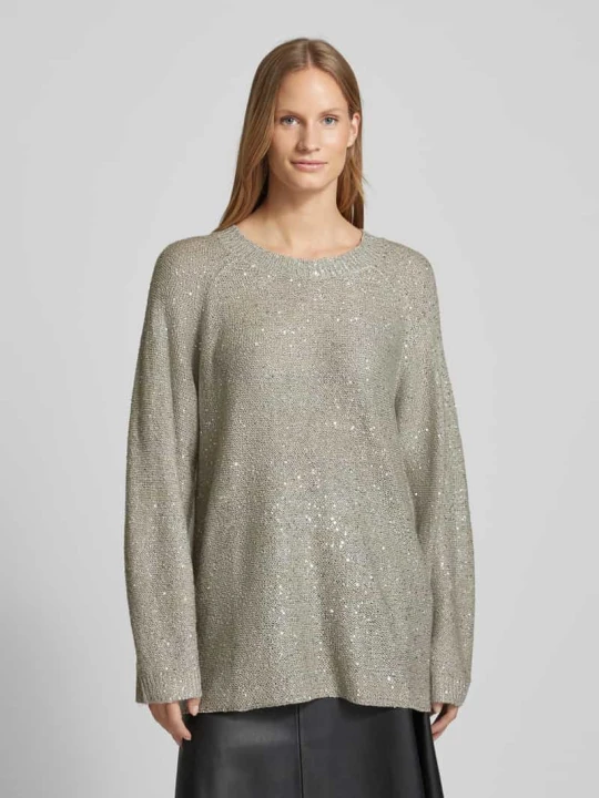 Zdjęcie produktu Sweter z dzianiny o kroju regular fit z cekinowym obszyciem model ‘LEILANI’ Vero Moda Srebrny melanż