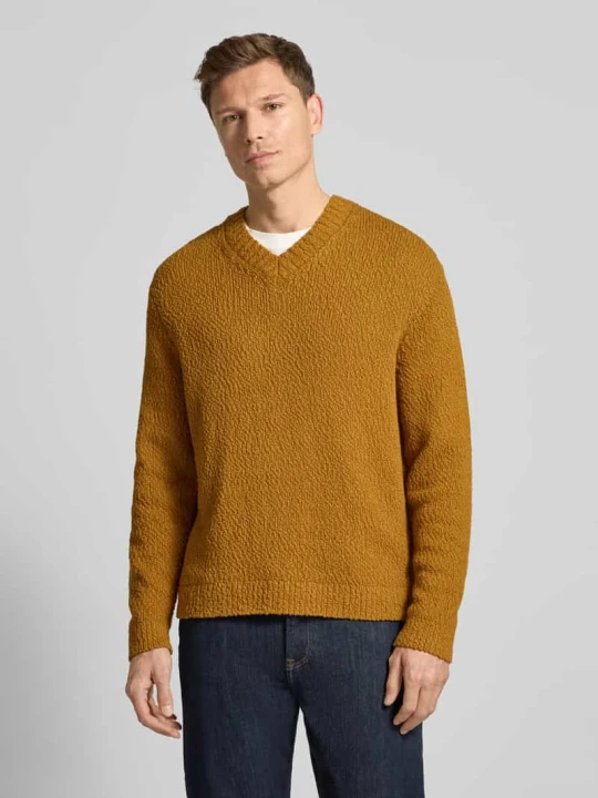 Zdjęcie produktu Sweter z dzianiny o kroju regular fit z czystej bawełny ekologicznej model ‘Angus’ Selected Mosiądzowy
