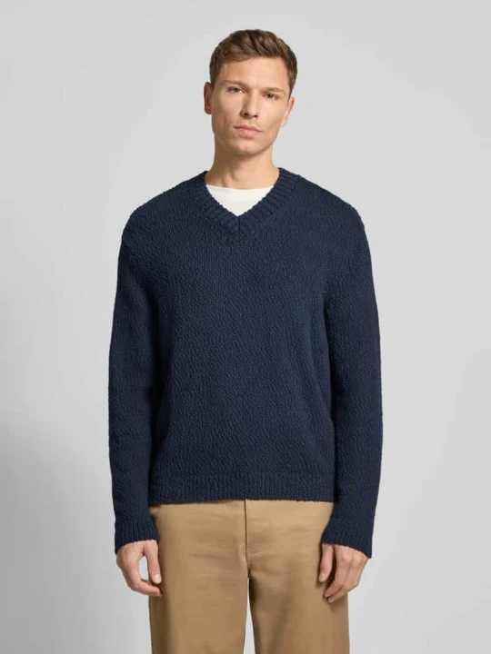 Zdjęcie produktu Sweter z dzianiny o kroju regular fit z czystej bawełny ekologicznej model ‘Angus’ Selected Homme Ciemnoniebieski