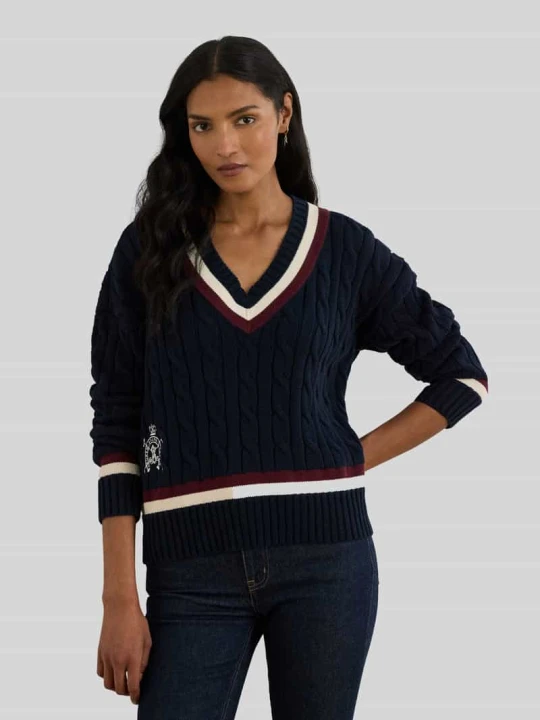 Zdjęcie produktu Sweter z dzianiny o kroju regular fit z czystej bawełny Lauren Ralph Lauren Granatowy
