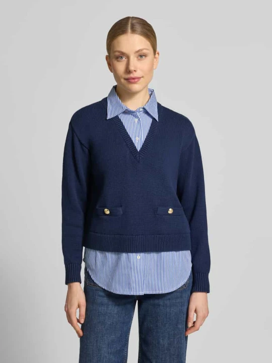 Zdjęcie produktu Sweter z dzianiny o kroju regular fit z czystej bawełny Lauren Ralph Lauren Granatowy