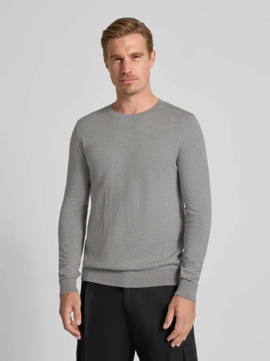 Zdjęcie produktu Sweter z dzianiny o kroju regular fit z czystej bawełny model ‘BERG’ Selected Homme Jasnoszary melanż