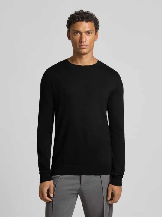 Zdjęcie produktu Sweter z dzianiny o kroju regular fit z czystej bawełny model ‘BERG’ Selected Homme Czarny