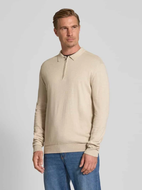 Zdjęcie produktu Sweter z dzianiny o kroju regular fit z czystej bawełny model ‘BERG’ Selected Homme Złamany biały melanż