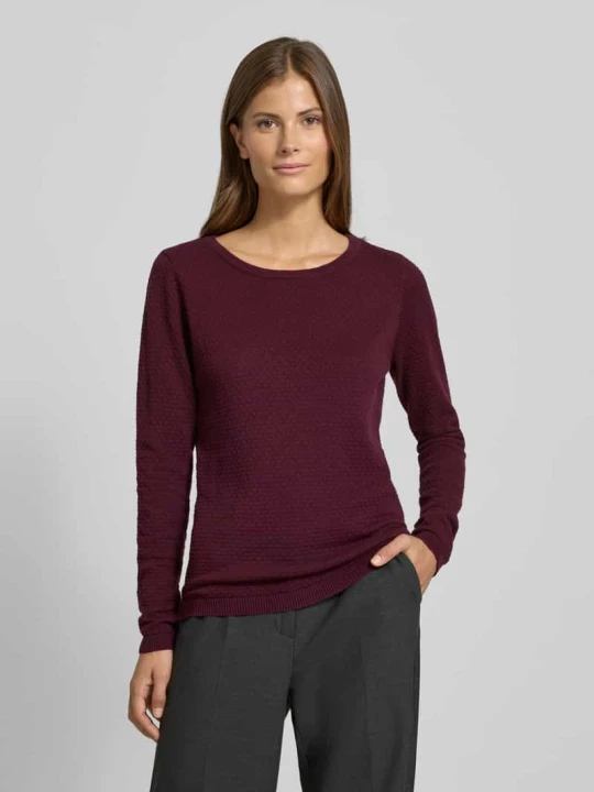 Zdjęcie produktu Sweter z dzianiny o kroju regular fit z czystej bawełny model ‘CARE’ Vero Moda Bordowy