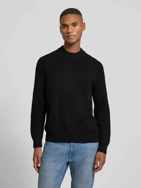 Zdjęcie produktu Sweter z dzianiny o kroju regular fit z czystej bawełny model ‘DERECK’ Selected Homme Czarny