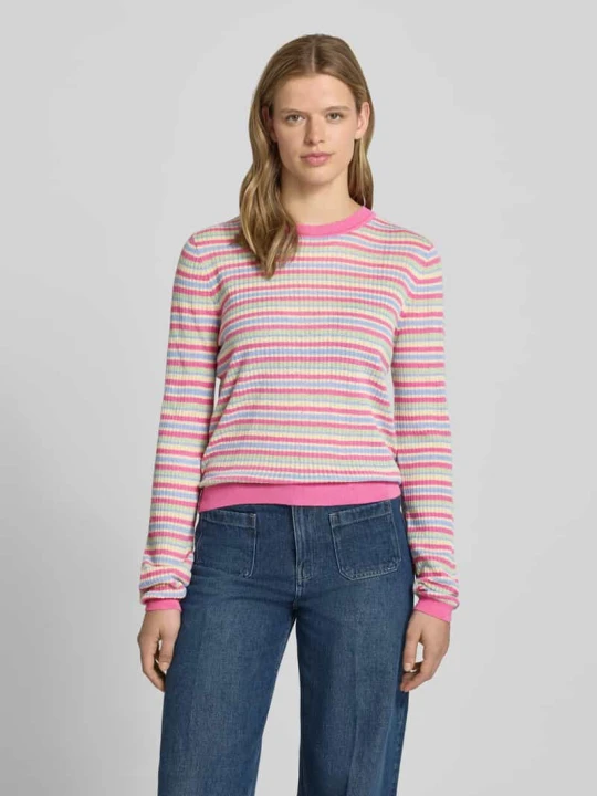 Zdjęcie produktu Sweter z dzianiny o kroju regular fit z czystej bawełny model 'DIANA' Pieces Mocnoróżowy
