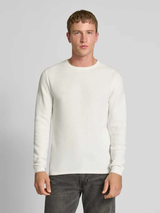 Zdjęcie produktu Sweter z dzianiny o kroju regular fit z czystej bawełny model ‘ERIC’ Only & Sons Złamany biały