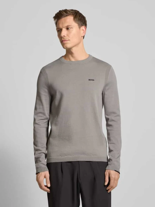 Zdjęcie produktu Sweter z dzianiny o kroju regular fit z czystej bawełny model ‘EVER-X’ Boss Jasnoszary