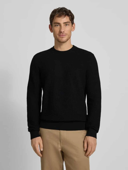 Zdjęcie produktu Regular Fit sweter dzianinowy z czystej bawełny model 'IMBERTO' Boss Czarny