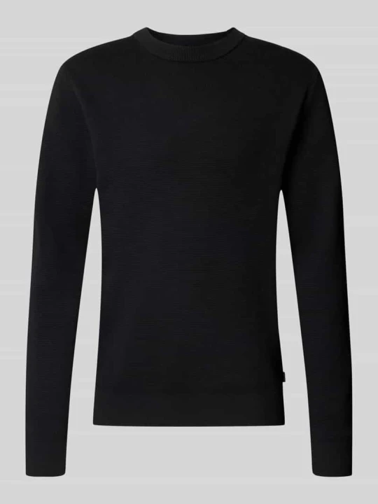 Zdjęcie produktu sweter z dzianiny o kroju regular fit z czystej bawełny model 'MILANO' Jack&Jones Czarny