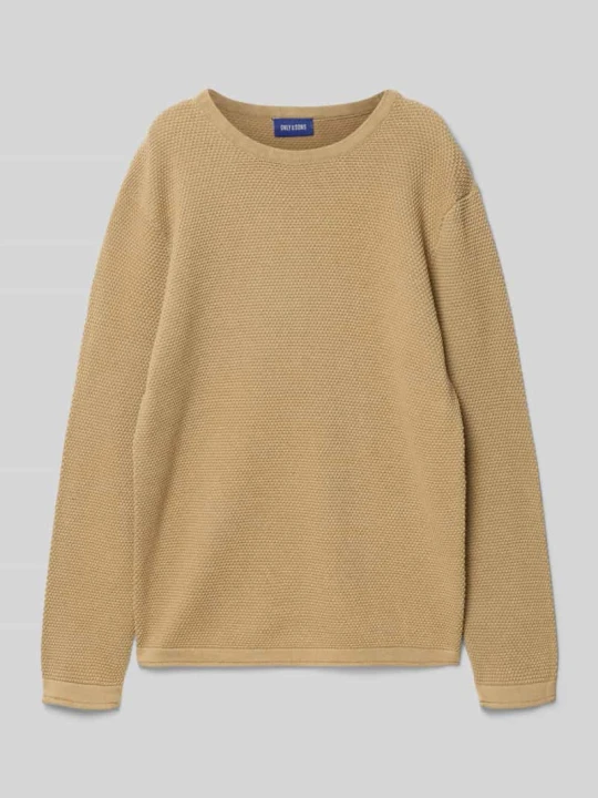 Zdjęcie produktu Sweter z dzianiny o kroju regular fit z czystej bawełny model ‘PANTER’ Only & Sons Beżowy