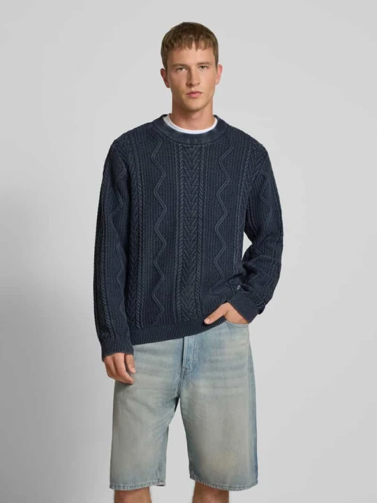 Zdjęcie produktu Sweter z dzianiny o kroju regular fit z czystej bawełny model ‘PERRY’ Pepe Jeans Granatowy