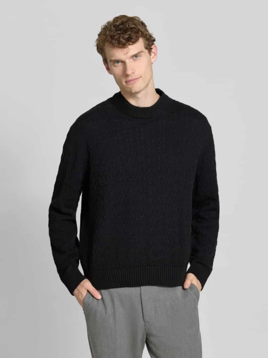 Zdjęcie produktu Sweter z dzianiny o kroju regular fit z czystej bawełny model ‘PHILIP’ Selected Homme Czarny