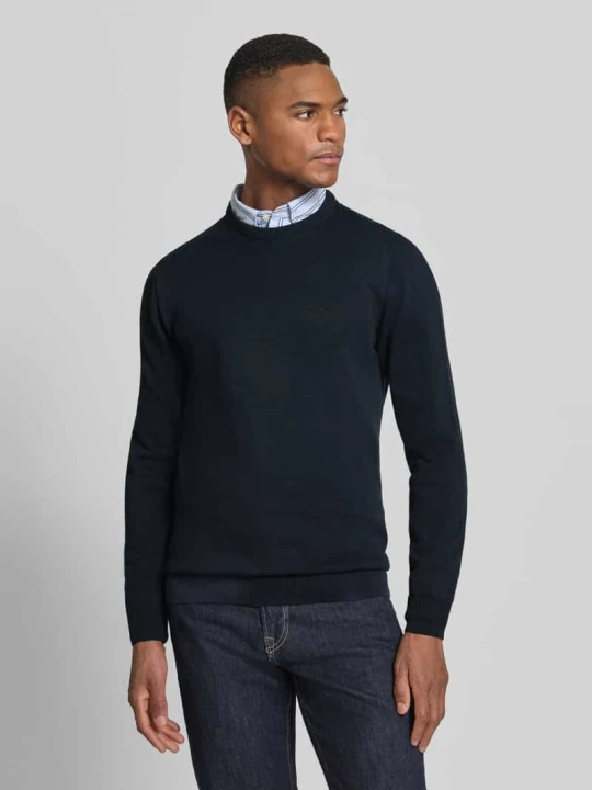 Zdjęcie produktu Krój regular fit sweter dzianinowy z czystej bawełny model 'PIMA' Barbour Ciemnoniebieski