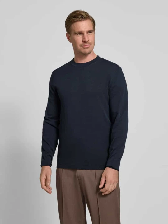 Zdjęcie produktu Sweter z dzianiny o kroju regular fit z czystej bawełny model ‘RAVI’ Selected Homme Ciemnoniebieski