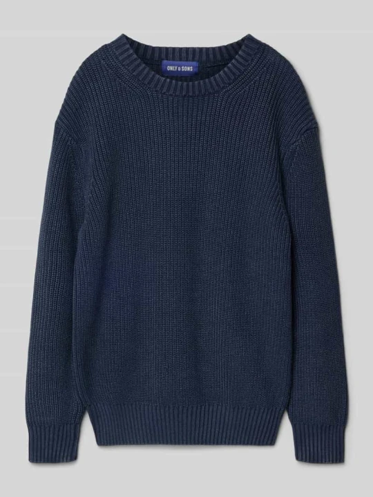 Zdjęcie produktu Sweter z dzianiny o kroju regular fit z czystej bawełny model ‘ROSU’ Only & Sons Granatowy