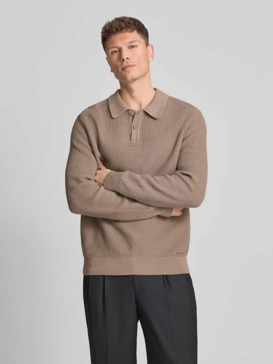 Zdjęcie produktu sweter z dzianiny o kroju regular fit z czystej bawełny model 'SAFFOWL' Hugo Średniobrązowy