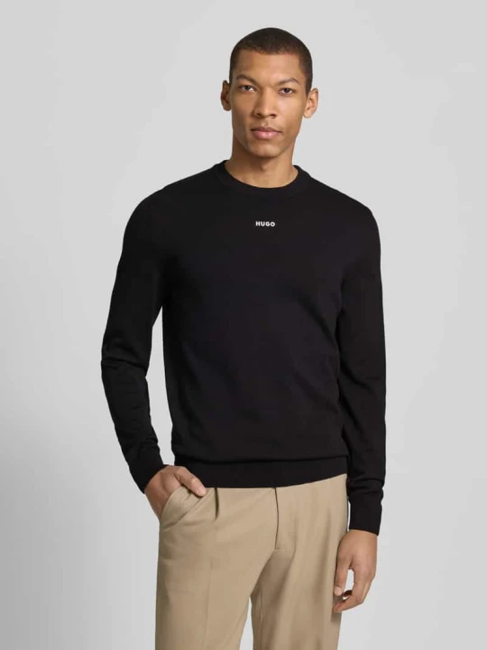 Zdjęcie produktu Sweter z dzianiny o kroju regular fit z czystej Bawełna Model 'SAN CASSIUS-C2' Hugo Czarny