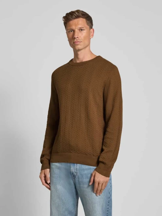 Zdjęcie produktu Sweter z dzianiny o kroju regular fit z czystej bawełny model ‘SIMO’ Hugo Średniobrązowy