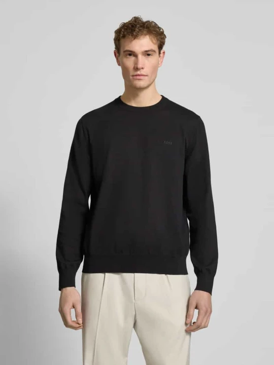 Zdjęcie produktu Sweter z dzianiny z czystej bawełny w kroju regular fit model 'UPCAS' Boss Czarny